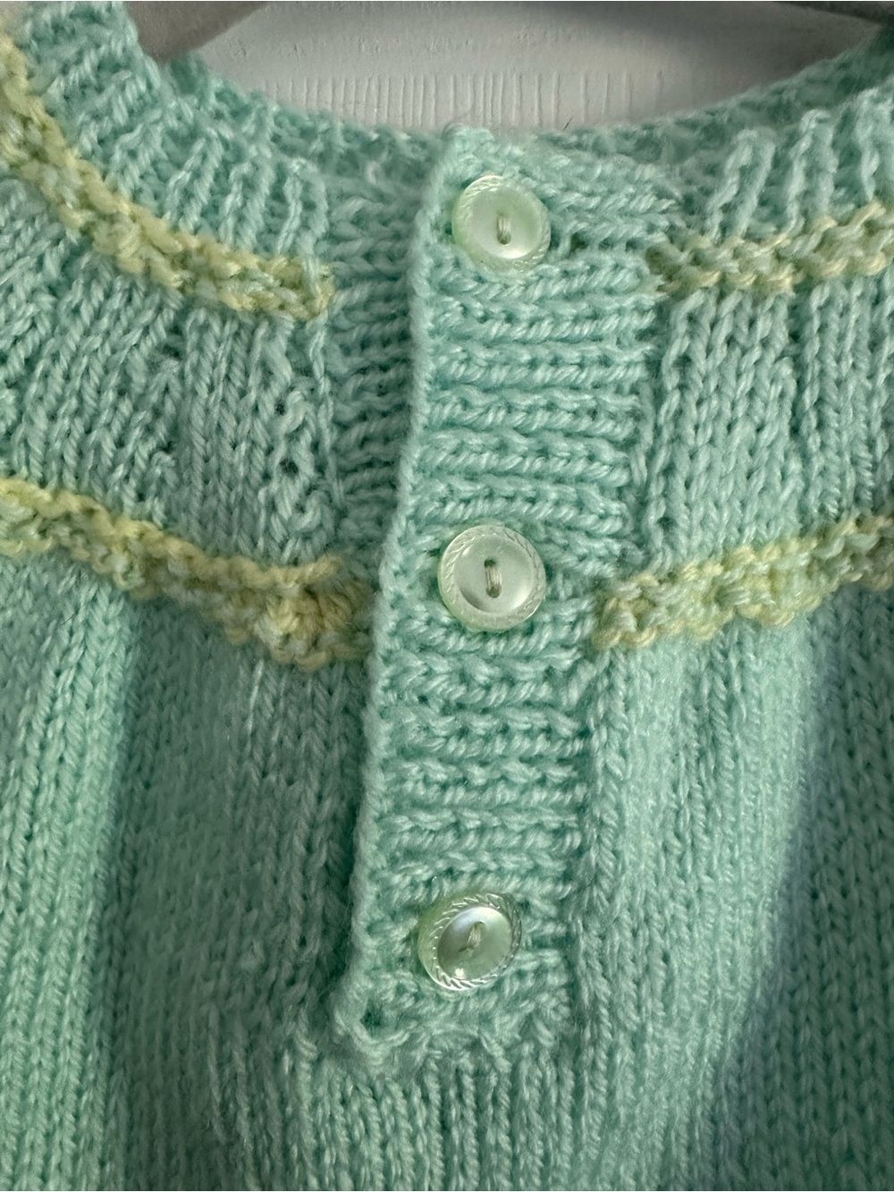 Size 6–12 Months Handmade Baby Knit Romper Mint Green Short Sleeve Heirloom - Picture 5 of 6